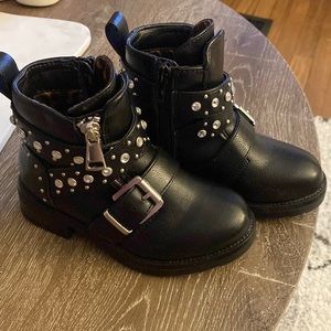 Crystal studded toddler biker boots